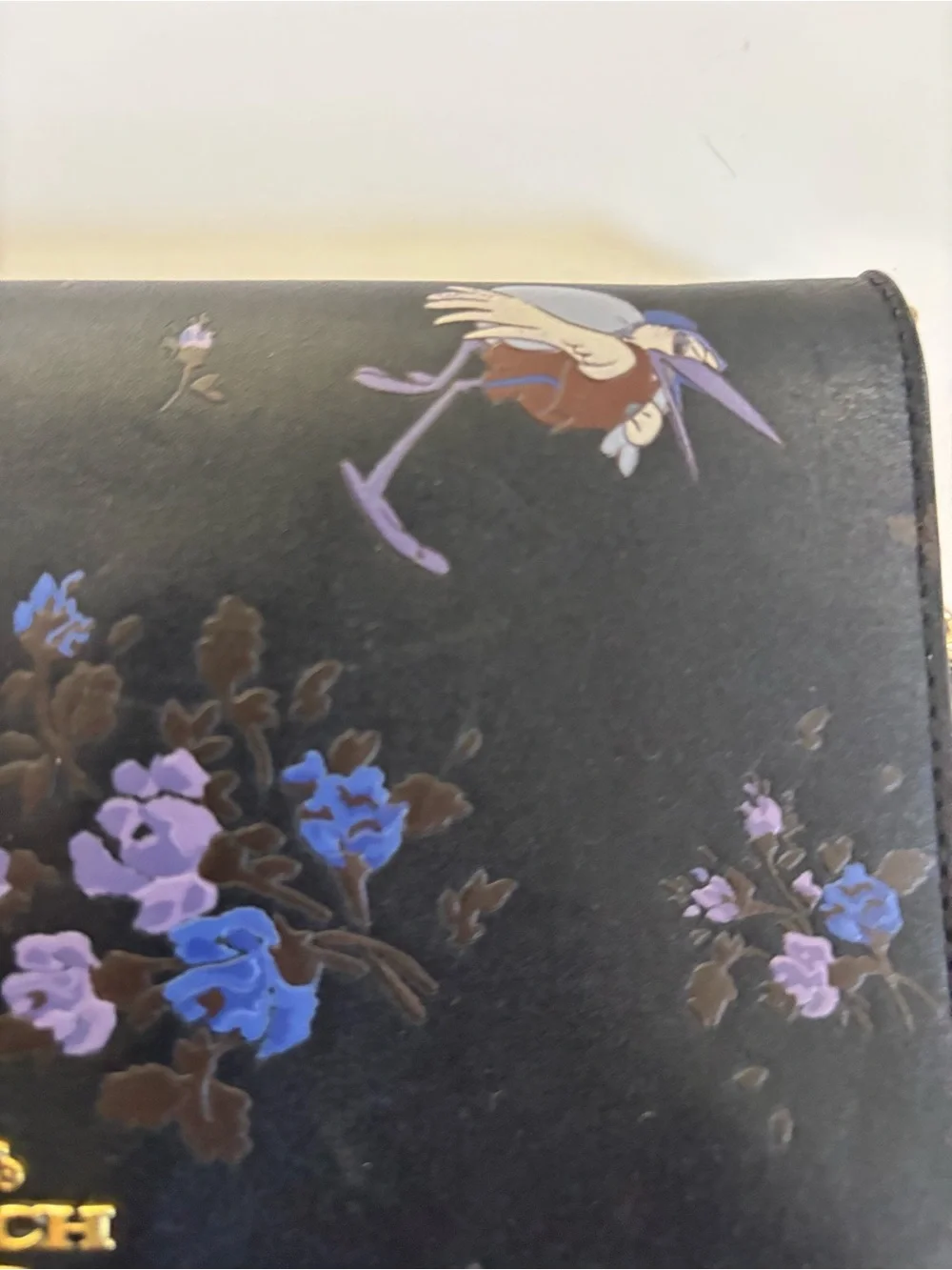 RARE Coach x Disney Dumbo Black Floral Leather Chain Crossbody
